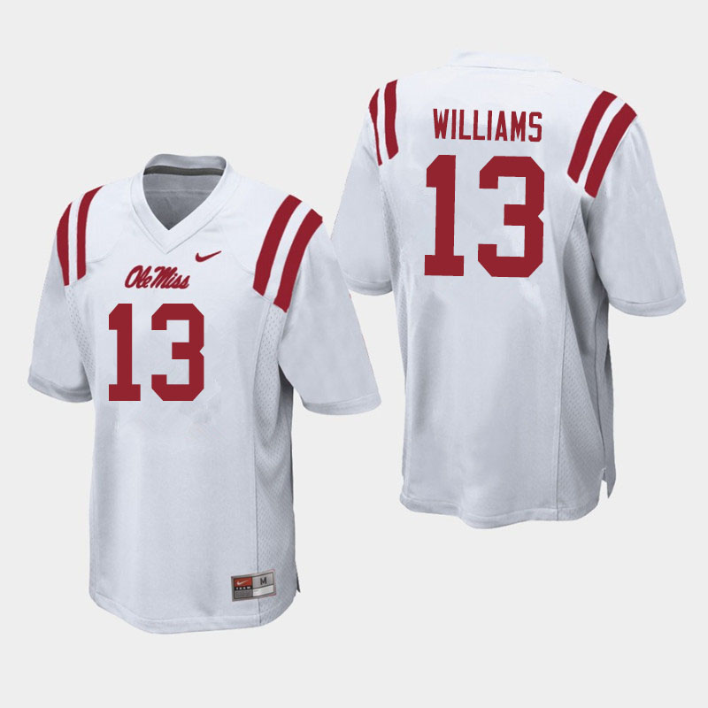 Men #13 Sam Williams Ole Miss Rebels College Football Jerseys Sale-White